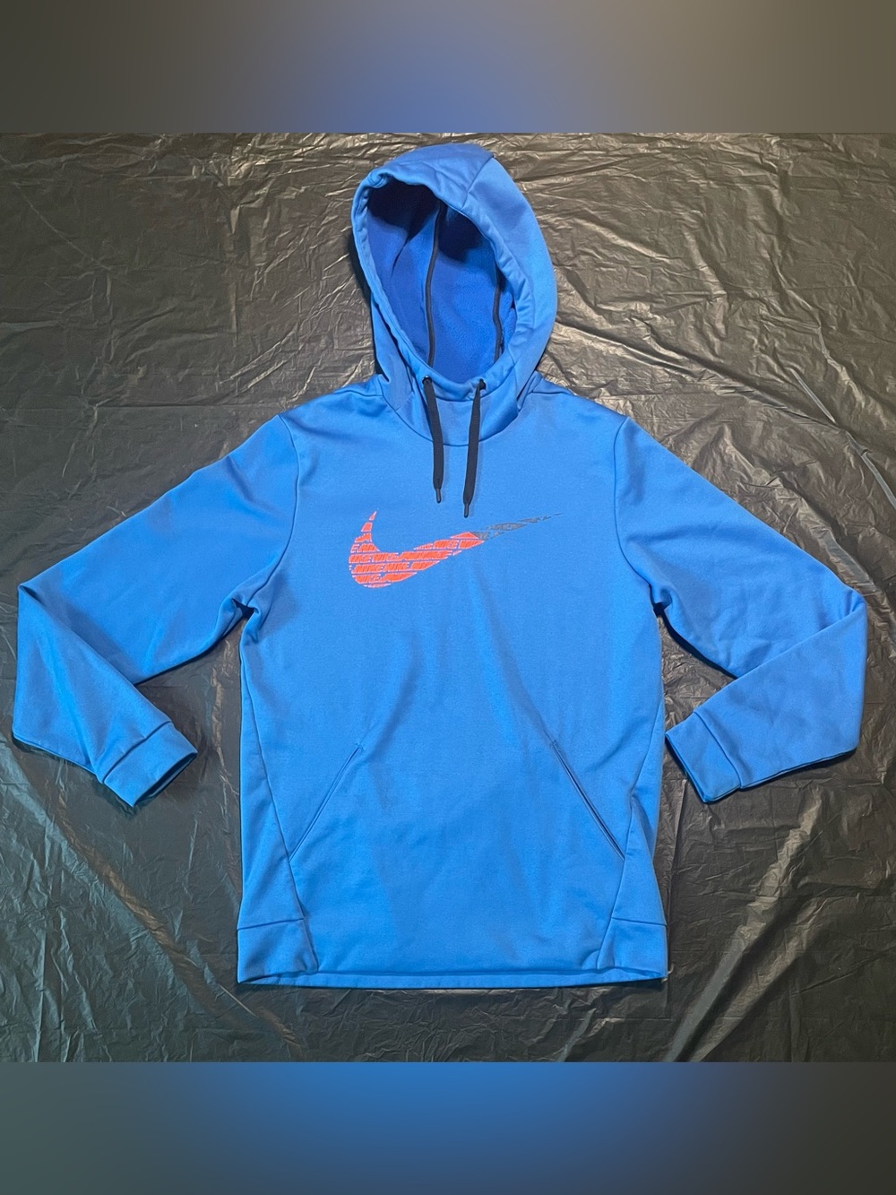 Nike Blue Hoodie with Red Logo